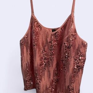 Pink Sequins 3X Women's Spaghetti Strap‎ Top